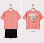 Girls shorts set in pink t-shirt with black shorts