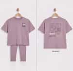 Girls tights set in purple with matching t-shirt