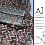 Maroon lawn suit with golden chevron print
