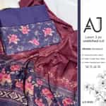 Digital print lawn suit in purple and maroon
