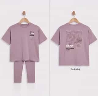 Girls tights set in purple with matching t-shirt