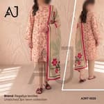 Peach lawn suit with floral print