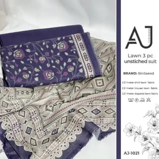 Purple lawn suit with floral print