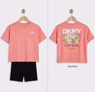 Girls shorts set in pink t-shirt with black shorts