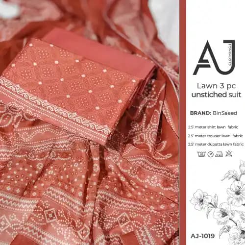 AJ-1019_7_11zon Rust lawn suit with white chikan style print