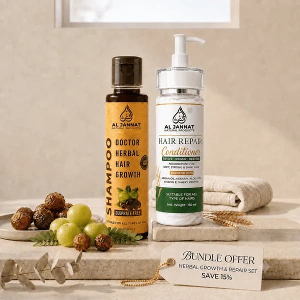 Herbal hair growth shampoo and conditioner bundle by Al Jannat