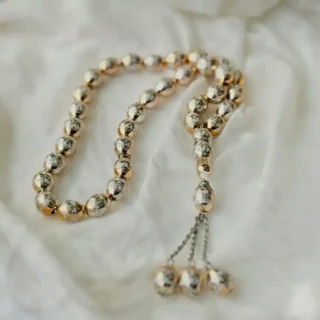 Tasbeeh White Golden Fancy