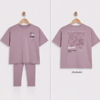 Girls tights set in purple with matching t-shirt